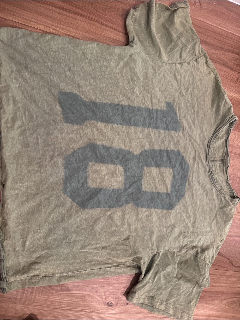 Women’s Olive Green Graphic Tee with Number 18